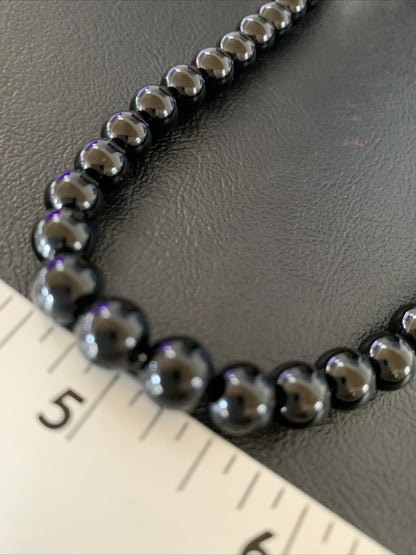 Mens Black Onyx Navajo Pearls Sterling Silver Necklace 23" 12979