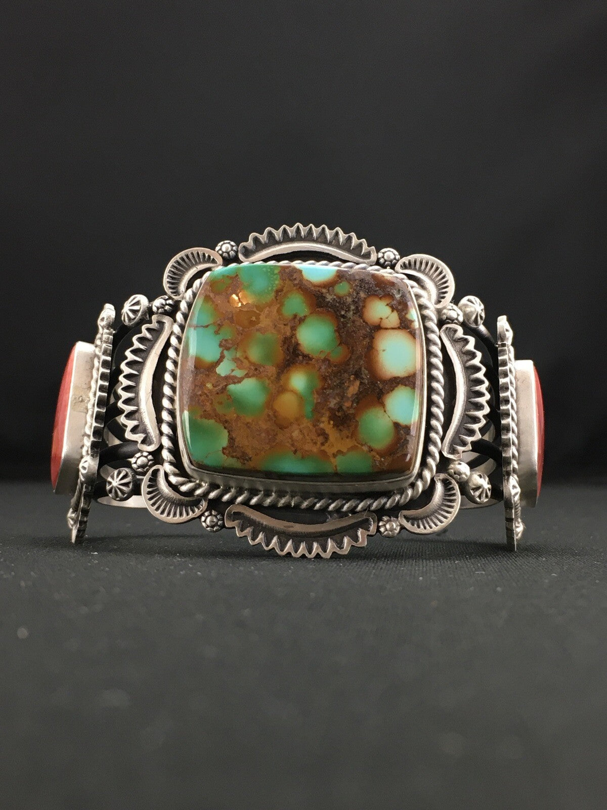 Royston Turquoise Spiny Oyster Navajo Sterling Silver Bracelet 1129