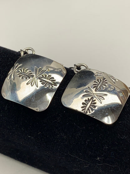 Native American Indian Navajo Stamped Sterling Silver Earrings 19756