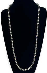 8mm Navajo Pearls 36"Single Strand Necklace | Sterling Silver | Authentic Native American Handmade