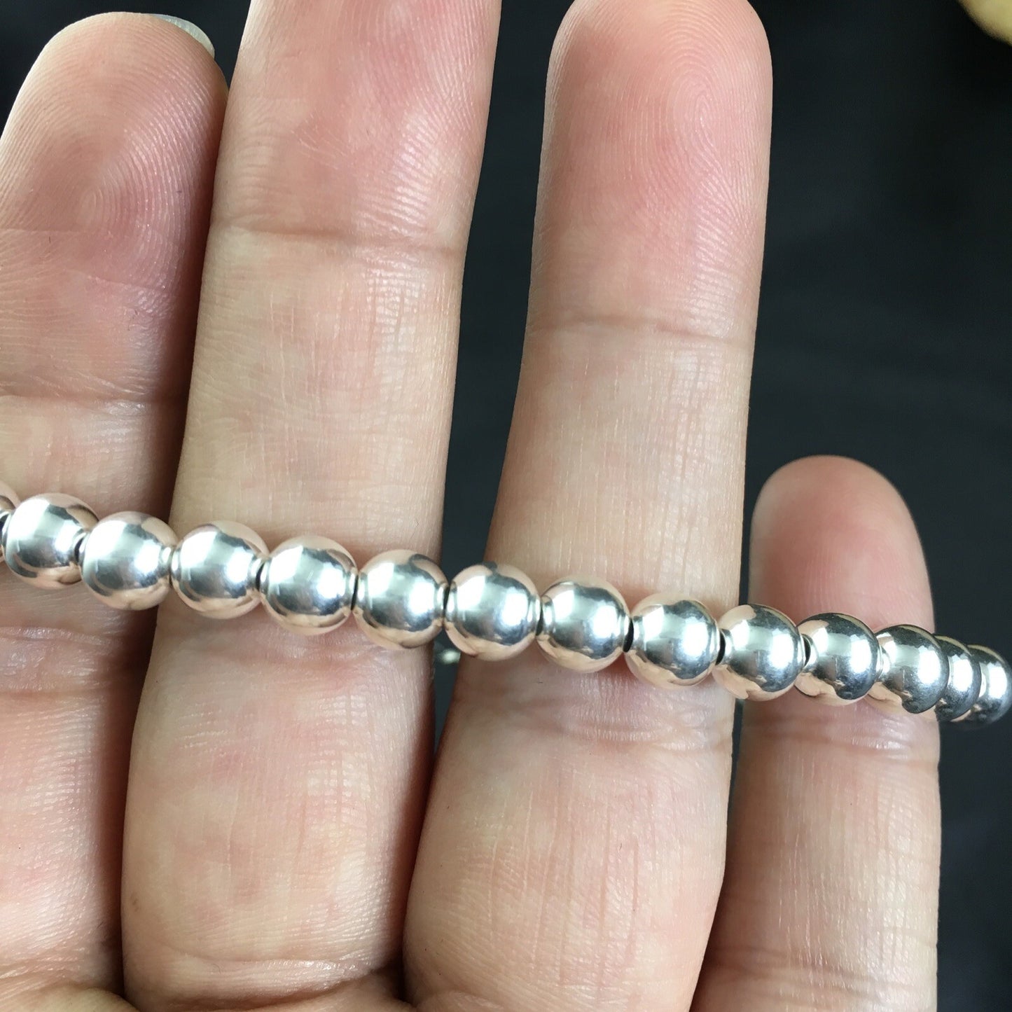 Native American Navajo 7.75” Sterling Silver Beads Bracelet 90108