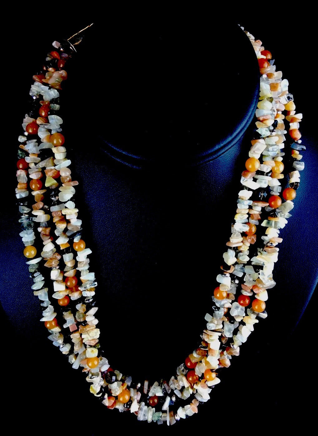 Carnelian 4 strand Navajo Sterling Silver Native American Necklace 21" 03333