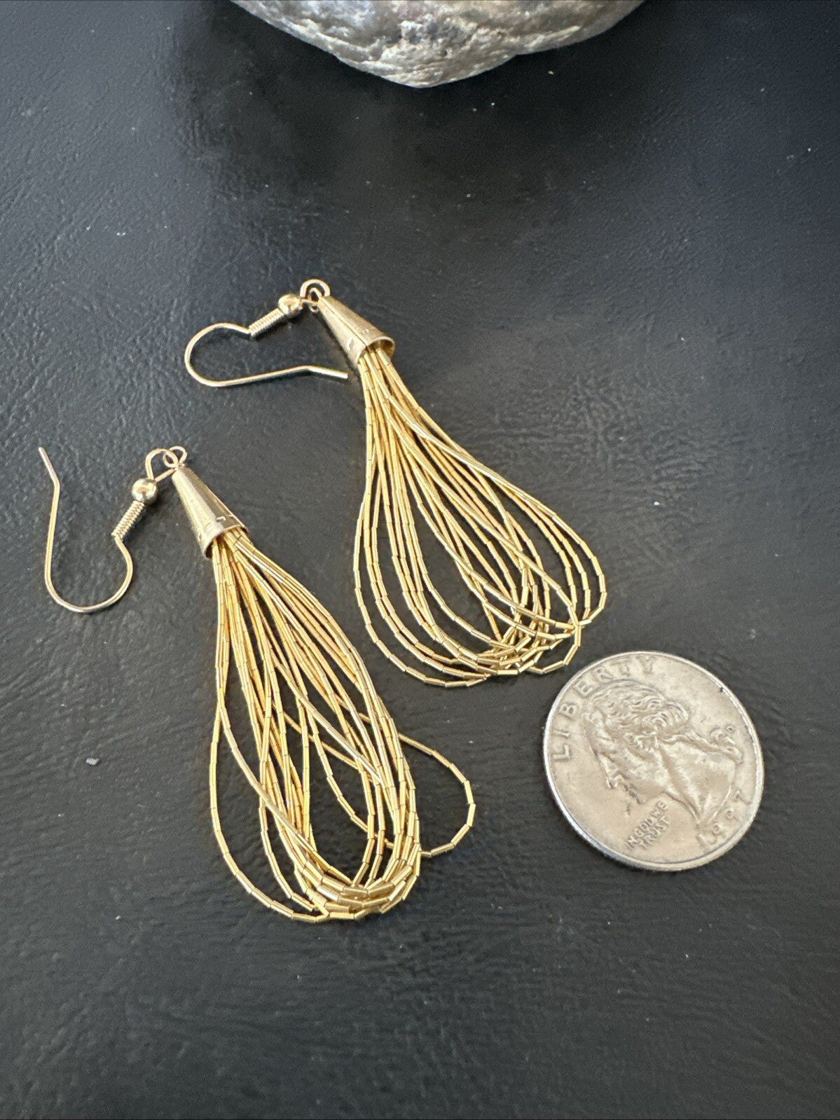 Liquid 10 Strand Sterling Silver Gold filled Heishi Dangle 2.5” Earrings 18644