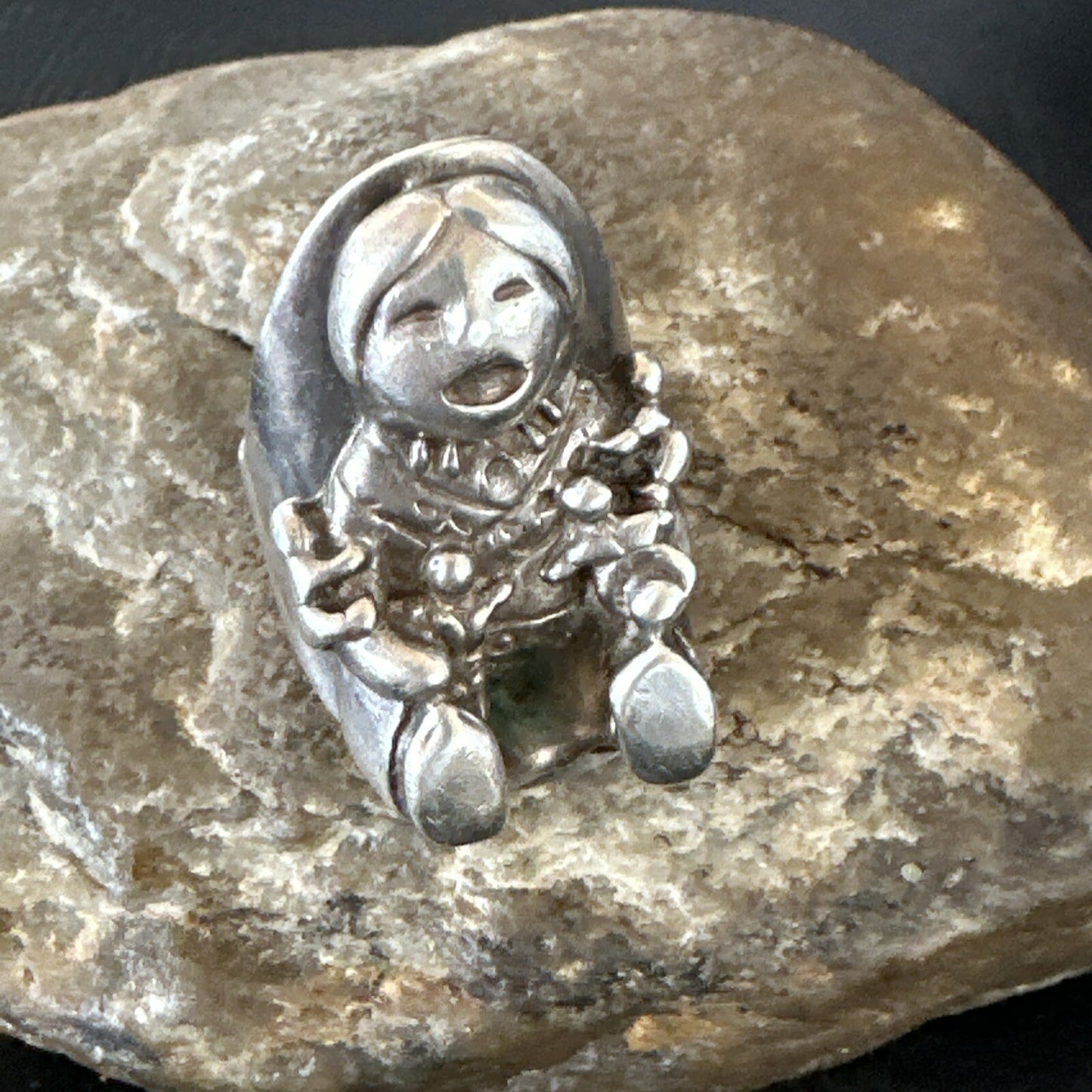 XL Mens Womens Storyteller Old Pawn Navajo Sterling Silver Ring Size 7 18116