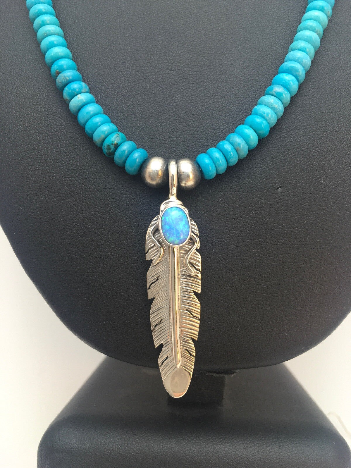 Native Opal & Turquoise Pendant Sterling Silver Necklace & Earrings 08905