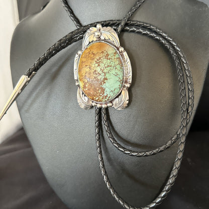 Mens Blue Golden Hills Turquoise Bolo Tie Sterling Silver Navajo 14787
