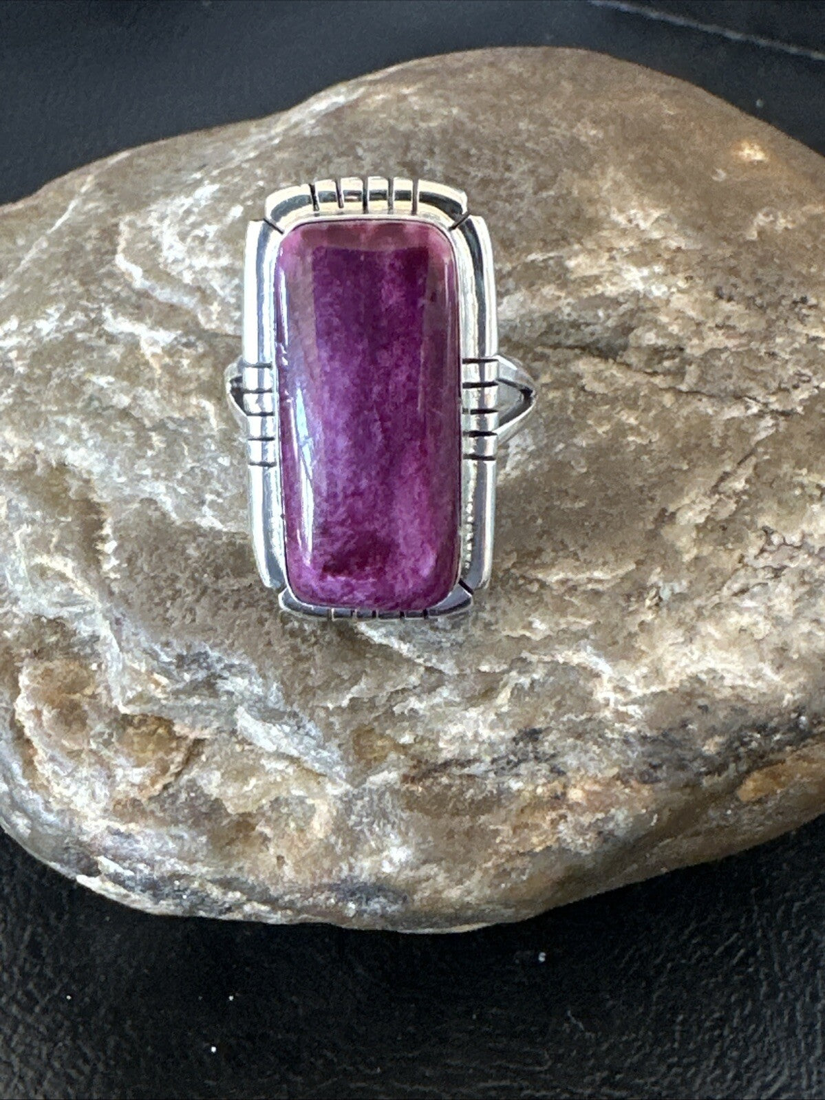 Womens Purple Spiny Oyster Navajo Sterling Silver Ring Size 8 18580