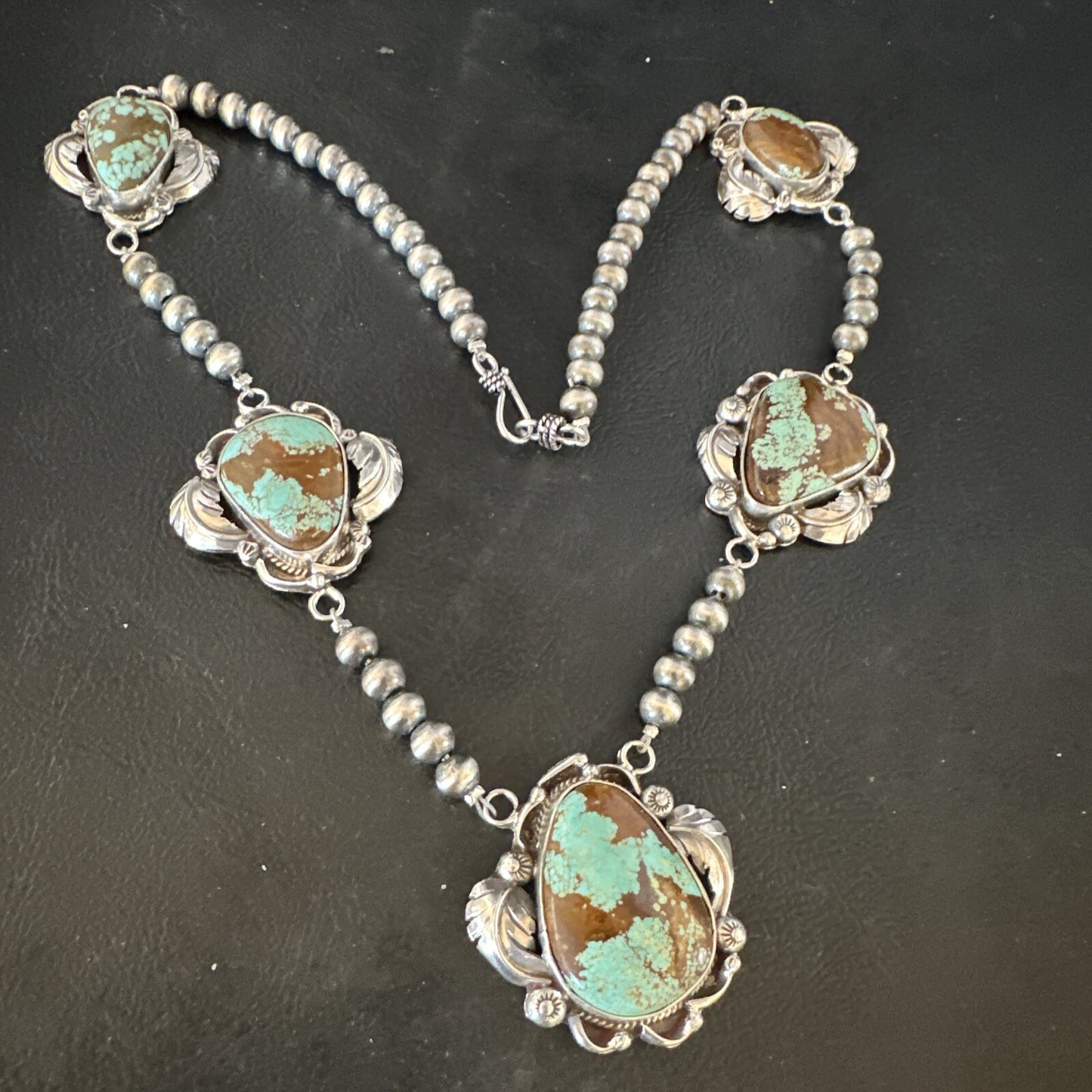 Blue Turquoise#8 Pendant Navajo Sterling Silver Necklace 16833