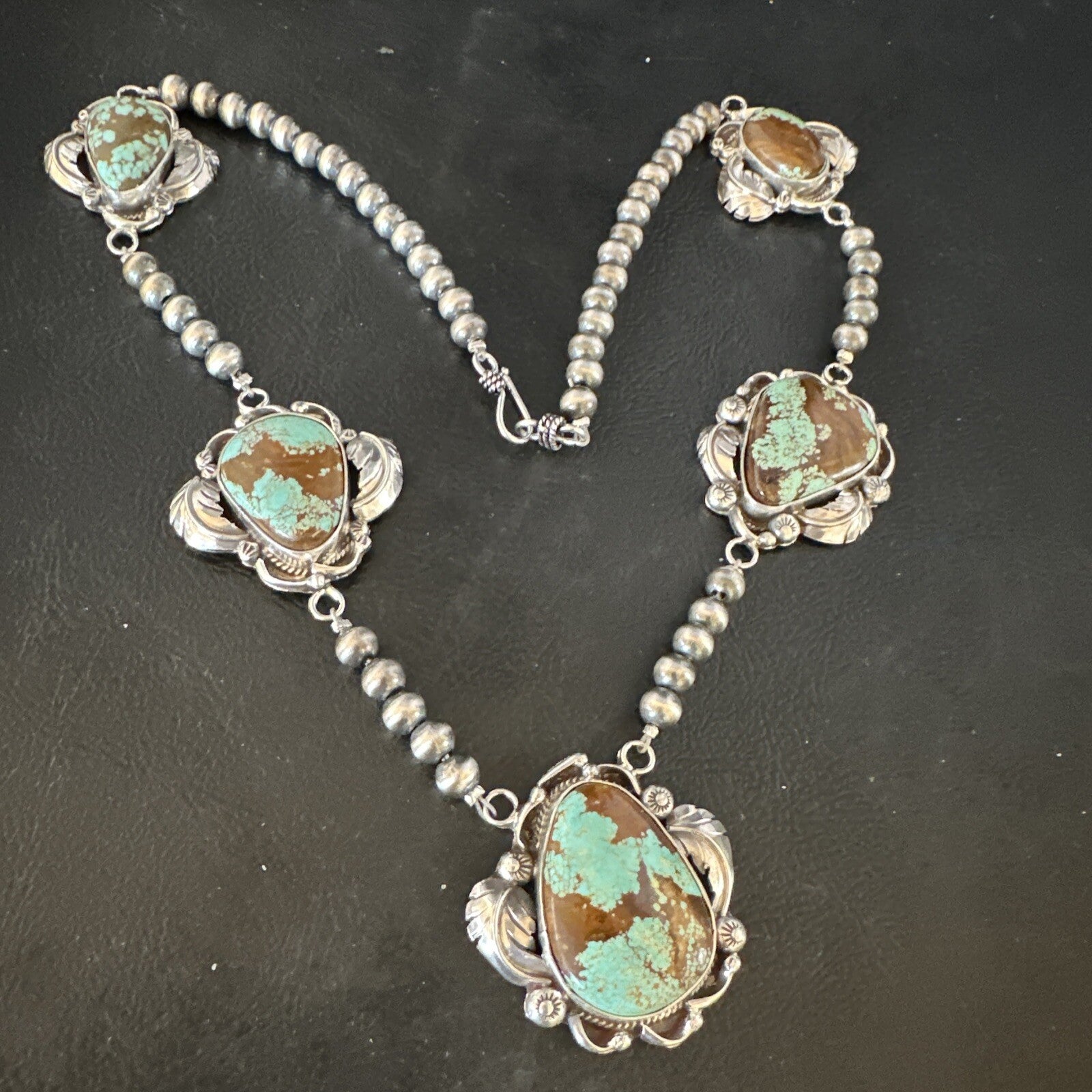 Blue Turquoise#8 Pendant Navajo Sterling Silver Necklace 16833