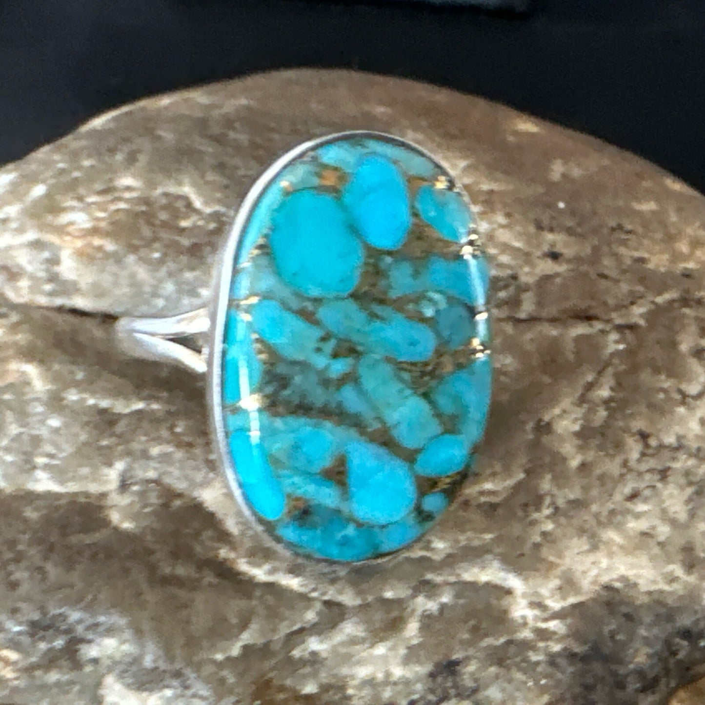 Mohave Native Navajo Sterling Silver Blue Turquoise Ring Sz 10 18245