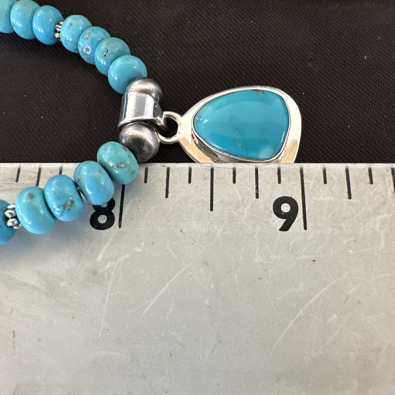 Mens Blue Kingman Turquoise Pendant Navajo Sterling Silver Necklace 21" 18107