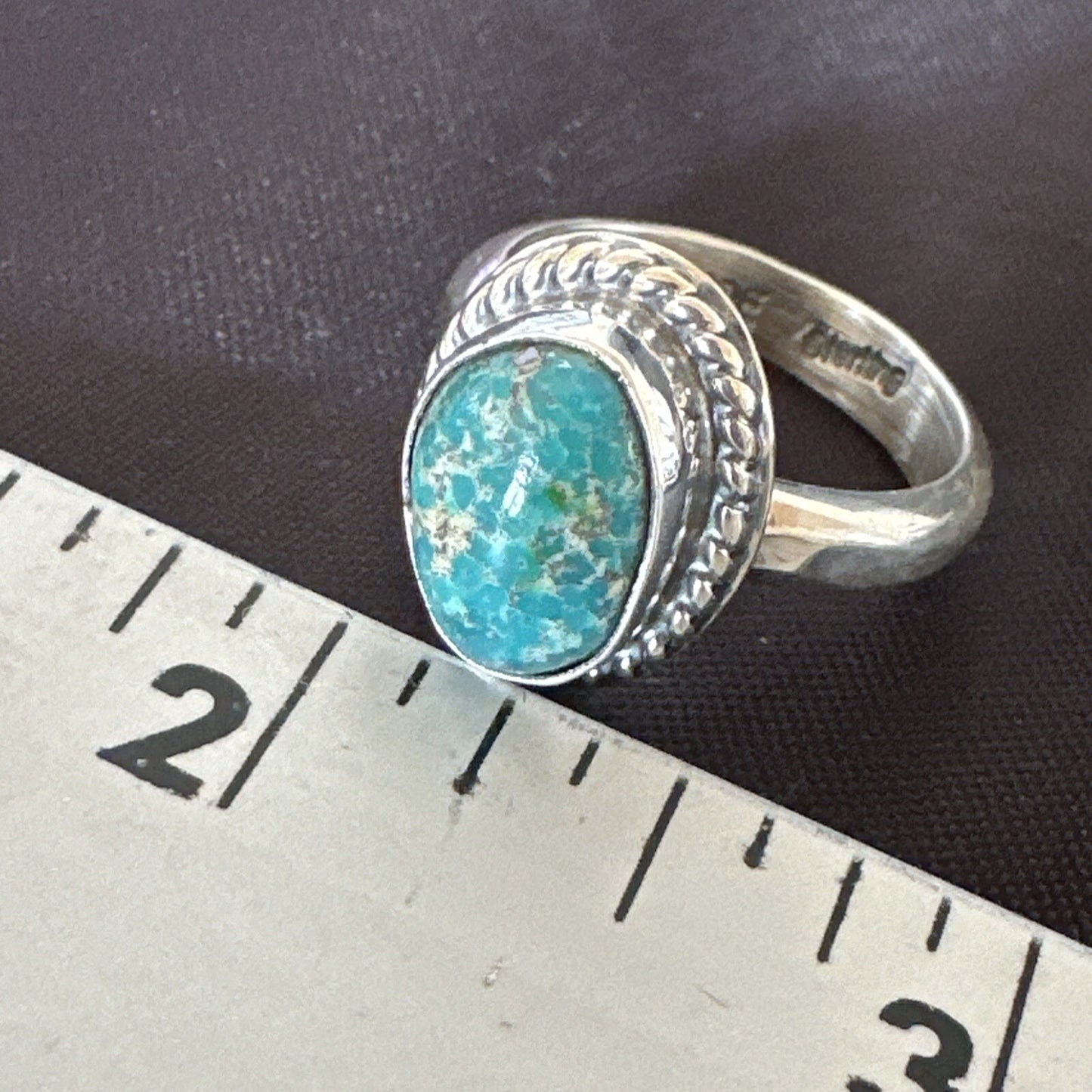 Womens Blue Sonoran Turquoise Navajo Sterling Silver Ring Size 8.5 18002