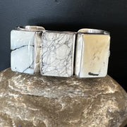 Men's Women's White Buffalo Turquoise Navajo Cuff Bracelet | Sterling Silver | Authentic Native American Handmade | 17945