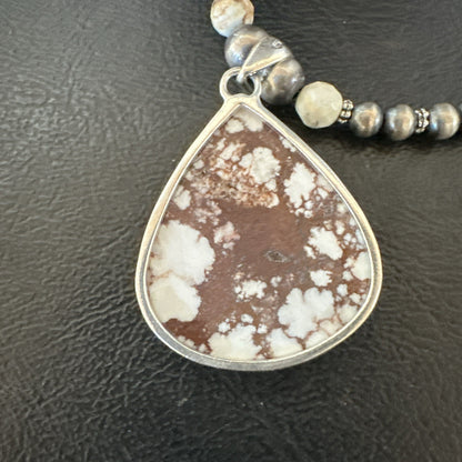 Mens Womens Wild Horse Turquoise Pendant Navajo Sterling Silver Necklace 19574