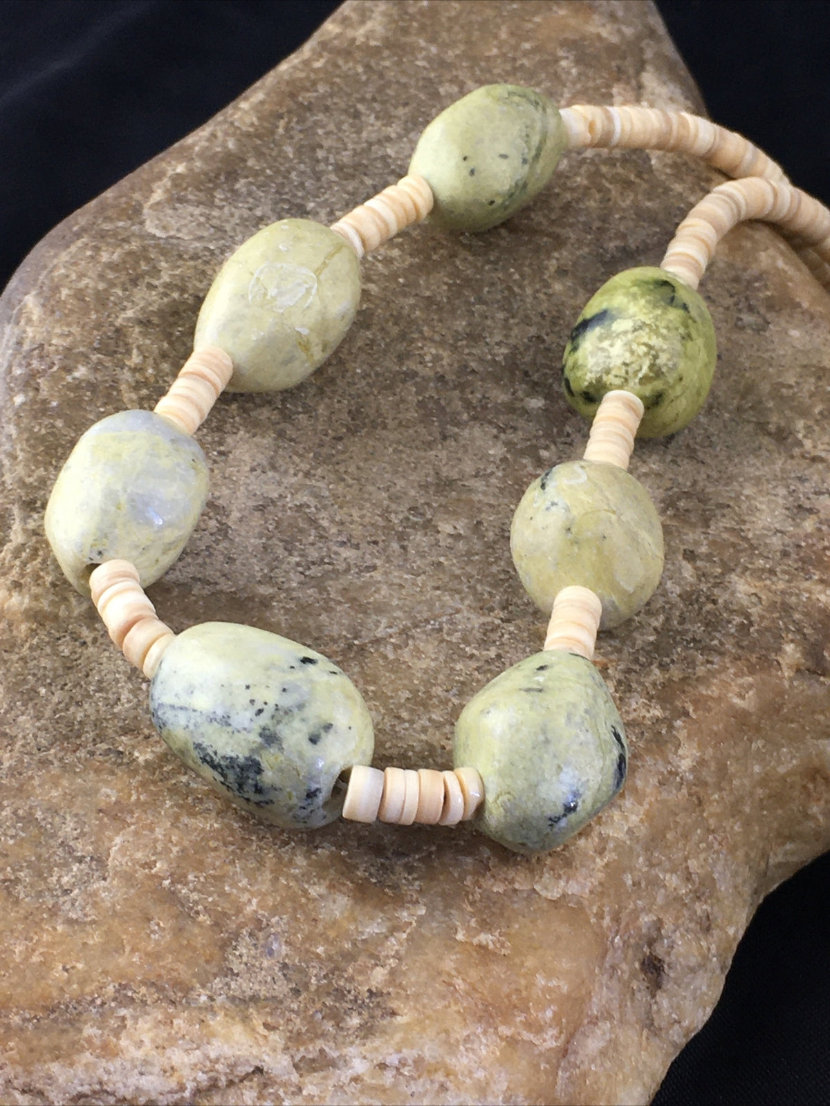 Chunky er Navajo Sterling Silver Jasper Shell Beads Necklace 17" 10247