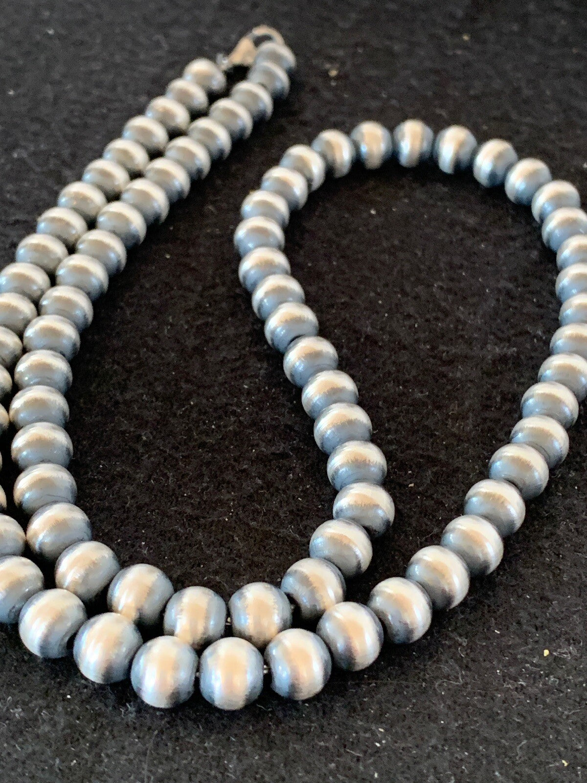 Native American 8mm Sterling Silver Navajo Pearls 23" Single Strand Necklace
