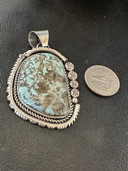 XL Men Women Blue Turquoise Pendant Navajo Sterling Yazzie 19526