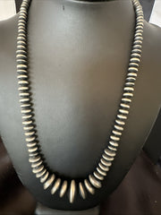 Graduated Rondelle Flat Beads Necklace 21" | Sterling Silver | Authentic Native American Handmade | 18830
