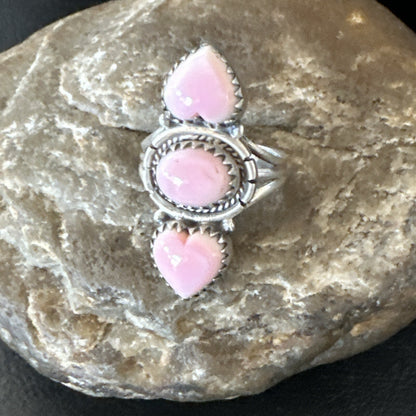 Gorgeous Heart Pink Conch Cluster Ring Handmade Navajo Sz 7.5 18780