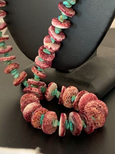 Navajo Purple Spiny Turquoise Necklace Sterling Silver 32" 11305