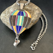 Balloon Multicolor Spiny Turquoise Pendant Navajo Necklace | Sterling Silver | Authentic Native American Handmade | 18757