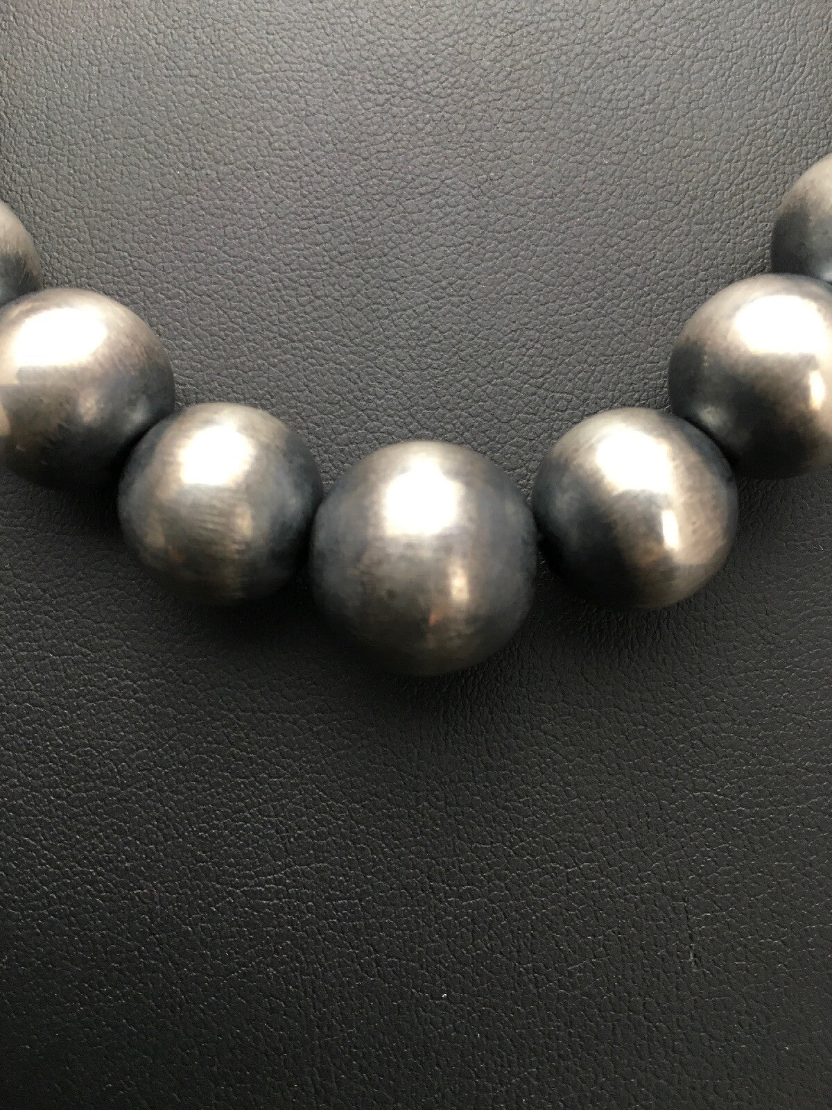 Navajo Pearls Graduated Sterling Silver Native American Bead Necklace 26” 92126