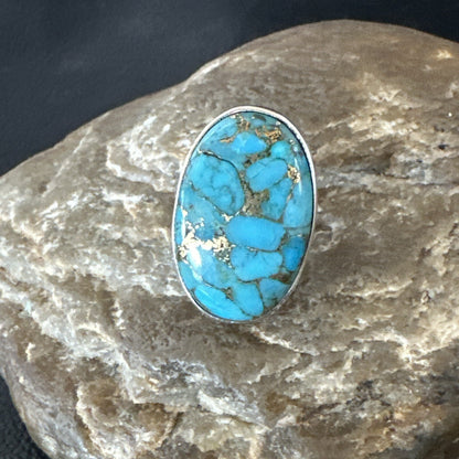 Mohave Native Navajo Sterling Silver Blue Turquoise Ring Sz 7 18241