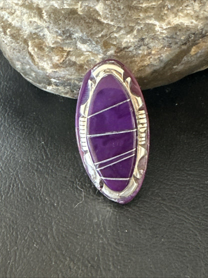 Beautiful Purple Sugilite Navajo Ring Inlay Sz 7.5 19813