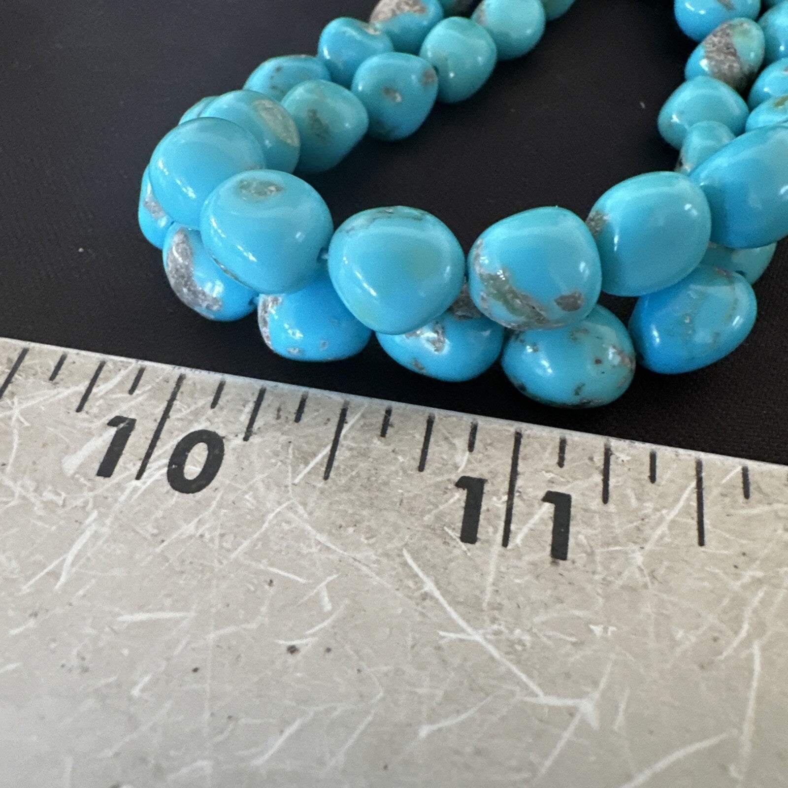 Sleeping Beauty Turquoise 2S Beads Navajo Sterling Silver Necklace 18137