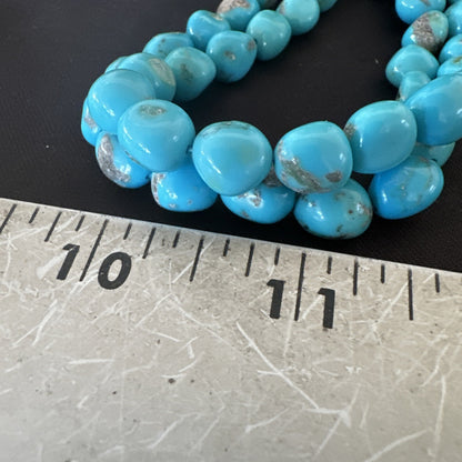 Sleeping Beauty Turquoise 2S Beads Navajo Sterling Silver Necklace 18137