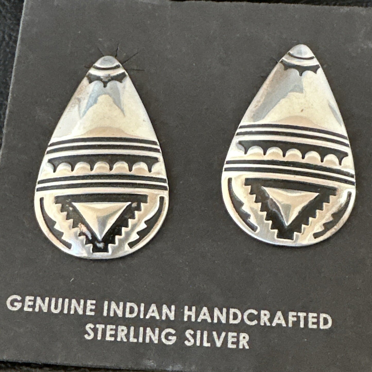 Old Pawn Navajo Stamped Sterling Silver Stamped Handmade Earrings 18174