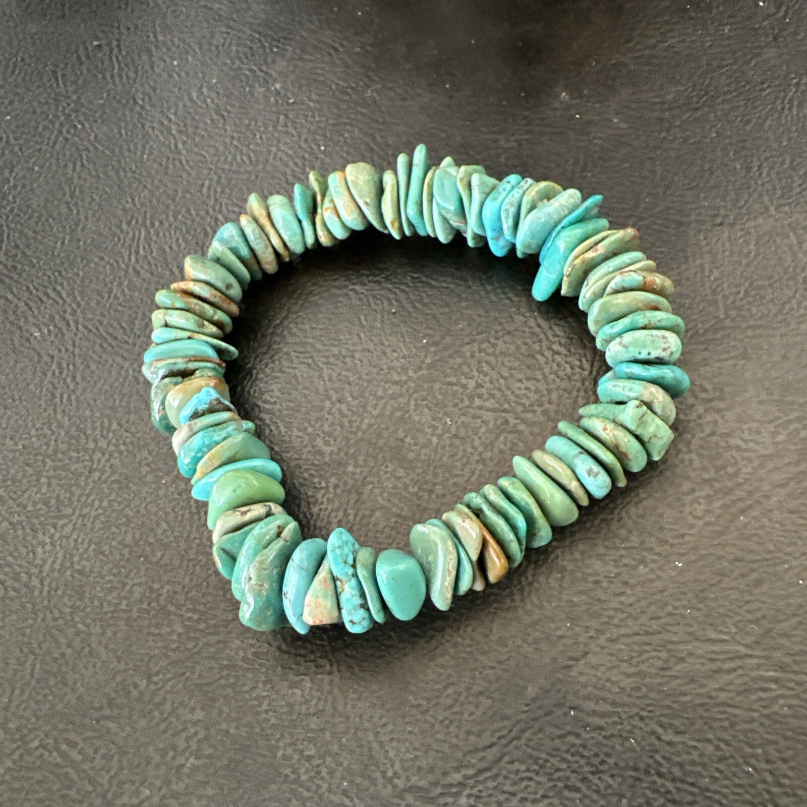 Mens Womens Blue Green Turquoise Stretch Stone Friendship Bracelet 7" 18856