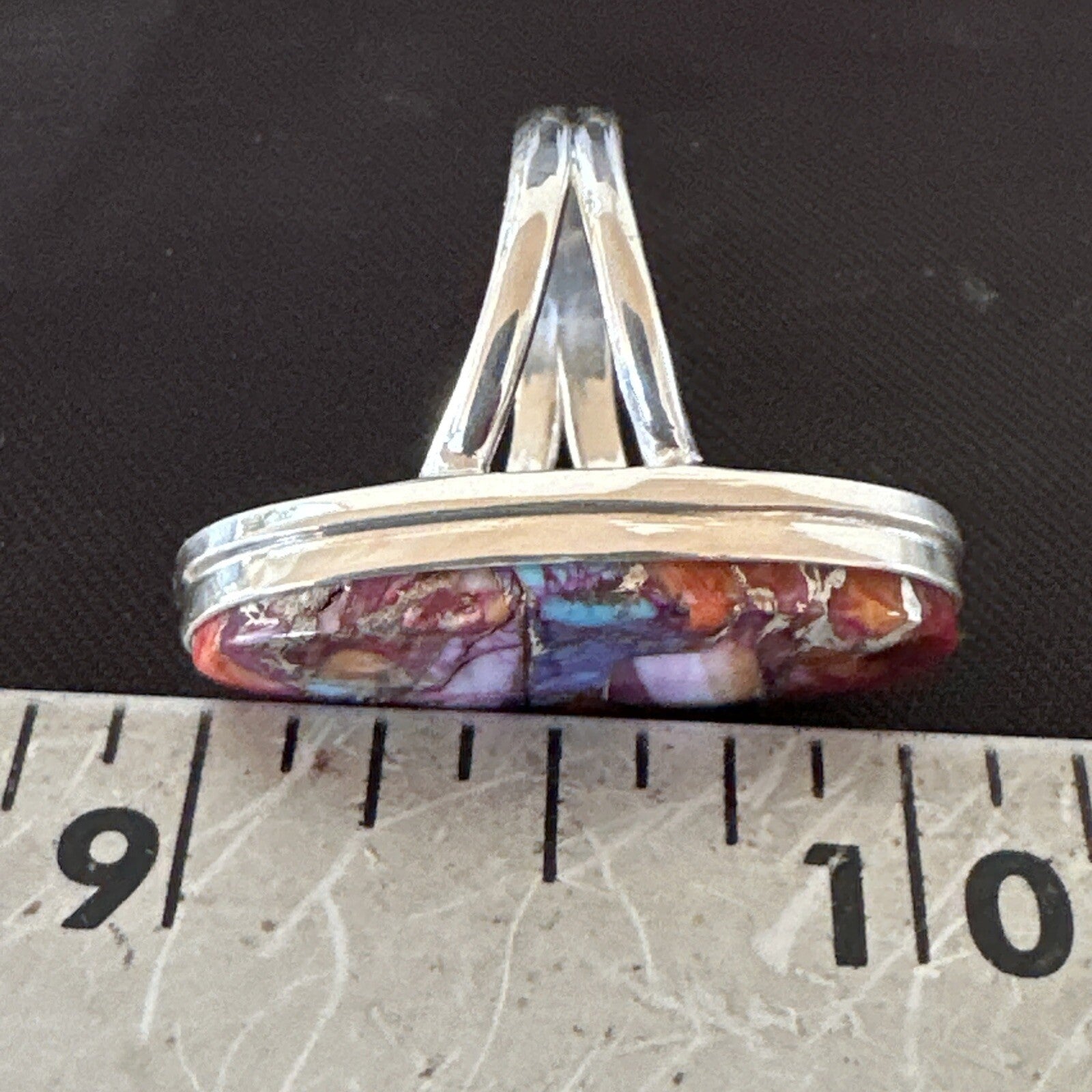Blue Turquoise Spiny Oyster Southwestern Sterling Silver Ring Size 6 18536
