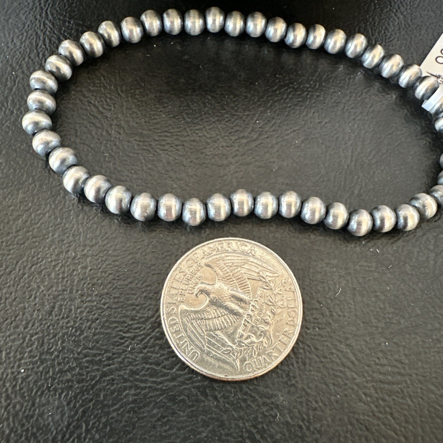 Stretch Navajo 5mm Beads 8” Sterling Silver Bracelet 90503
