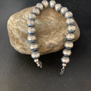 Navajo 10mm Beads 7"Bracelet | Sterling Silver | Authentic Native American Handmade | 91007
