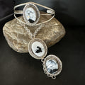 Yazzie Navajo White Buffalo Turquoise Slab Bracelet Ring | Sterling Silver | Authentic Native American Handmade | 19124