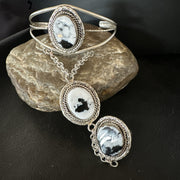 Yazzie Navajo White Buffalo Turquoise Slab Bracelet Ring | Sterling Silver | Authentic Native American Handmade | 19124