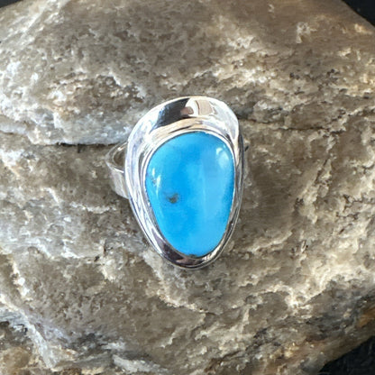 WoMens Sterling Silver Robin Egg Blue Kingman Turquoise Ring Size 6 17732
