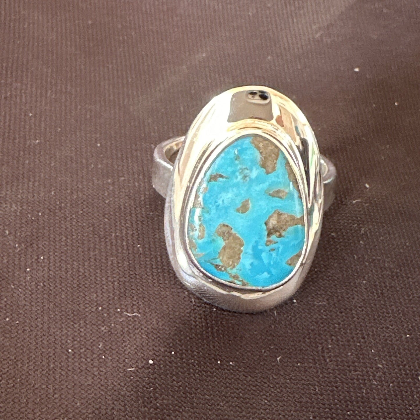 Southwestern Sterling Silver Blue Kingman Turquoise Ring Size 8 18520
