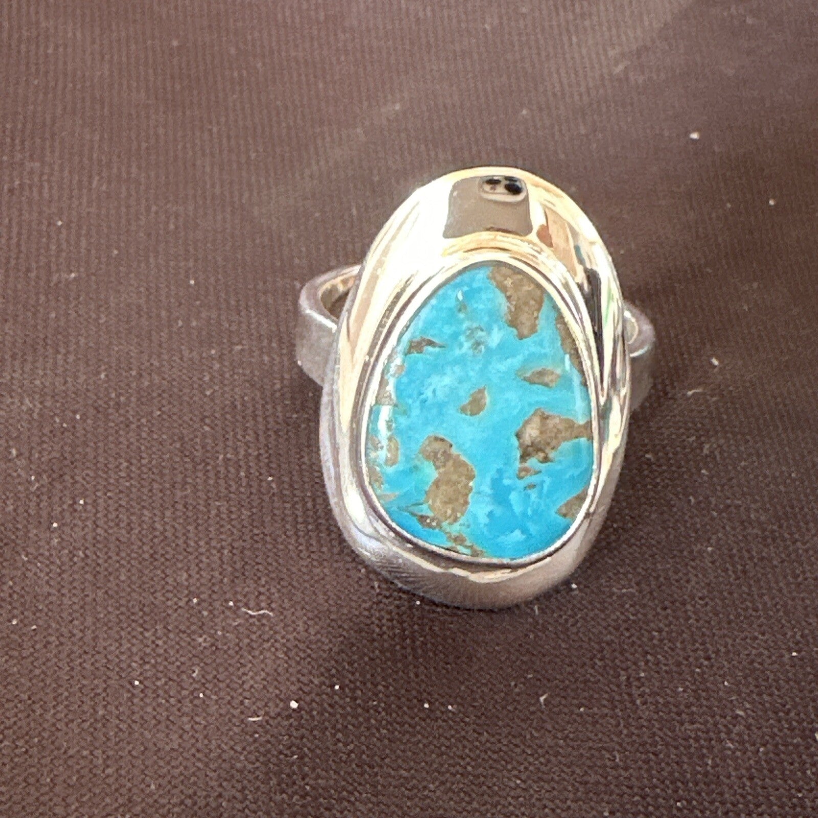 Southwestern Sterling Silver Blue Kingman Turquoise Ring Size 8 18520