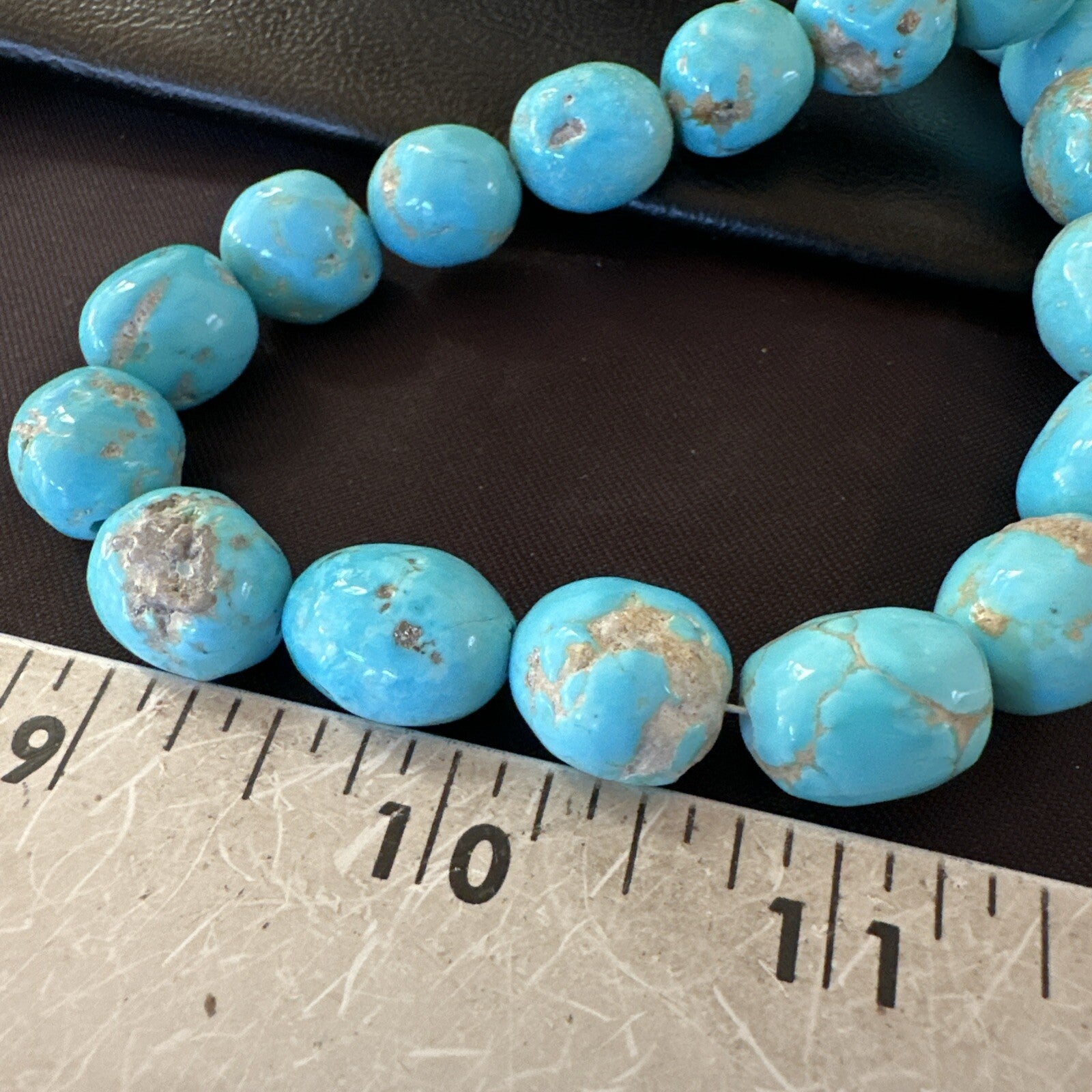 Authentic Blue Sleeping Beauty Graduated Turquoise Nugget Strand 19” 18590