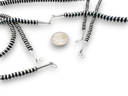 Navajo Pearls Sterling Silver Rondelles Saucer Flat Bead Necklace 5mm 30" 97530