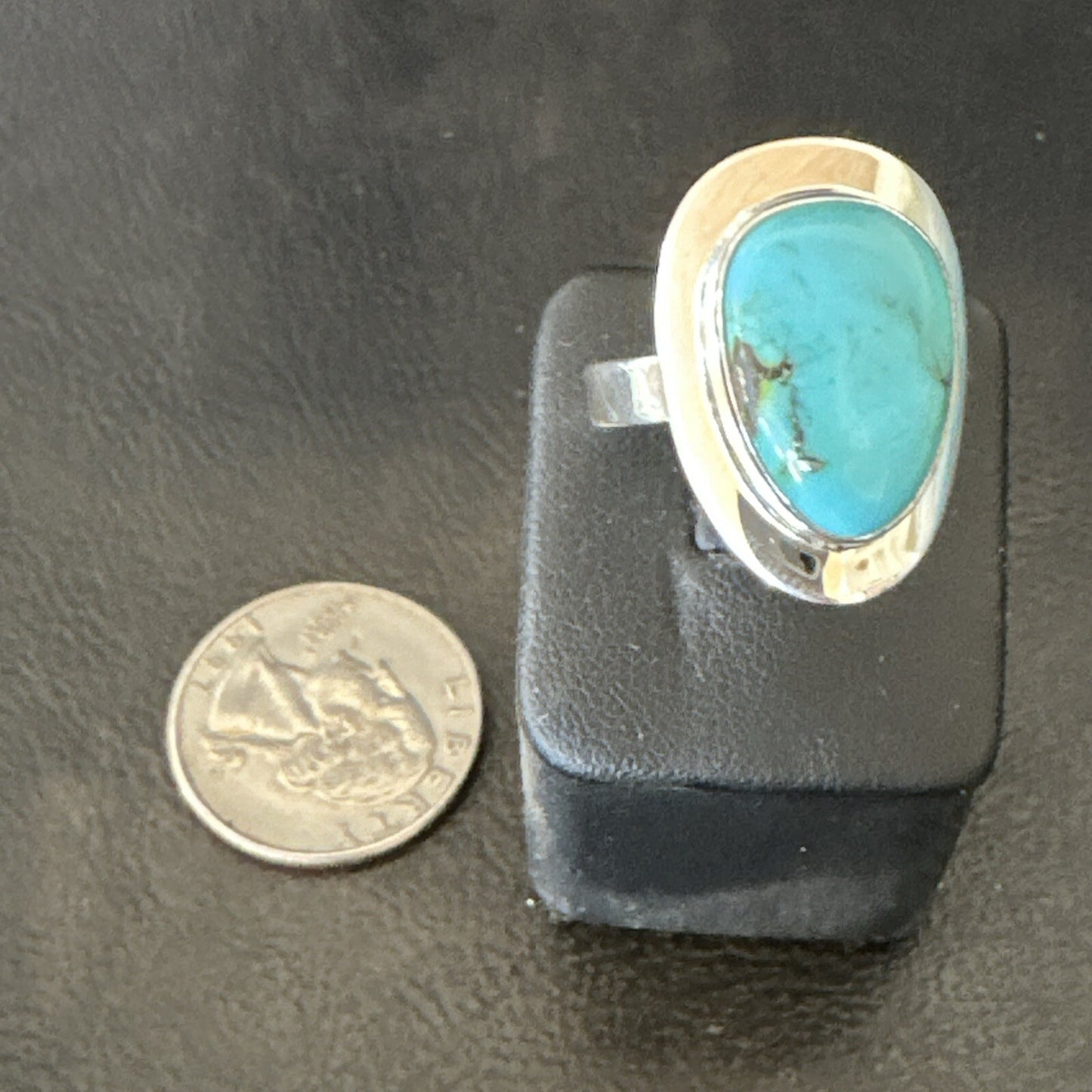 Southwestern Sterling Silver Blue Kingman Turquoise Ring Size 9 18524