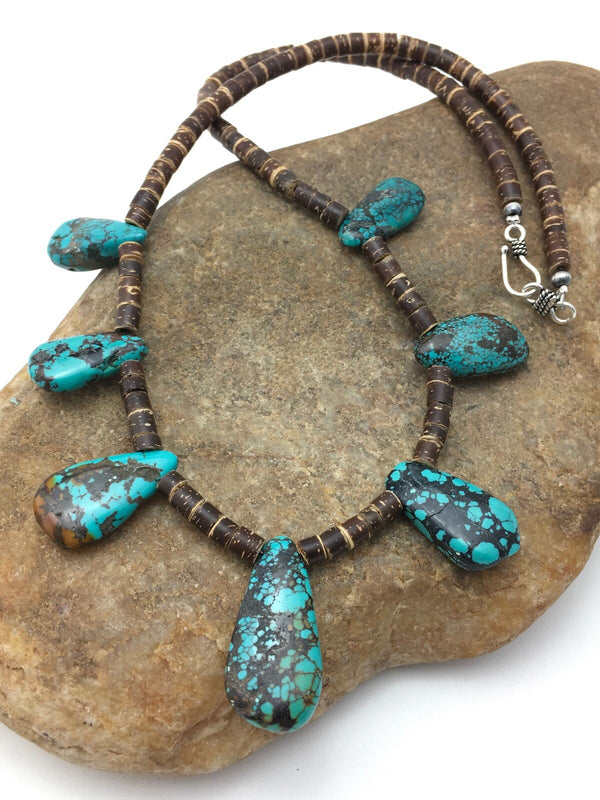 Spiderweb Turquoise Bone Santo Domingo Necklace | Sterling Silver | Authentic Native American Handmade | 4286