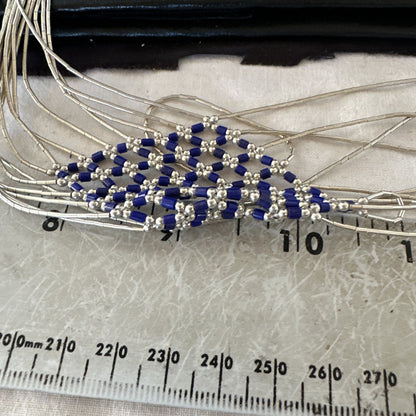 Lapis Heishi Tubes Pendant 7 Strand Sterling Silver Necklace Earrings 19753