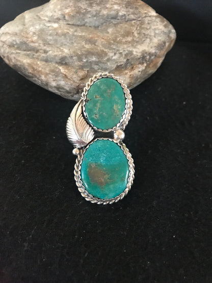 Apache Turquoise Navajo Sterling Silver Native American Ring Size 7 02891