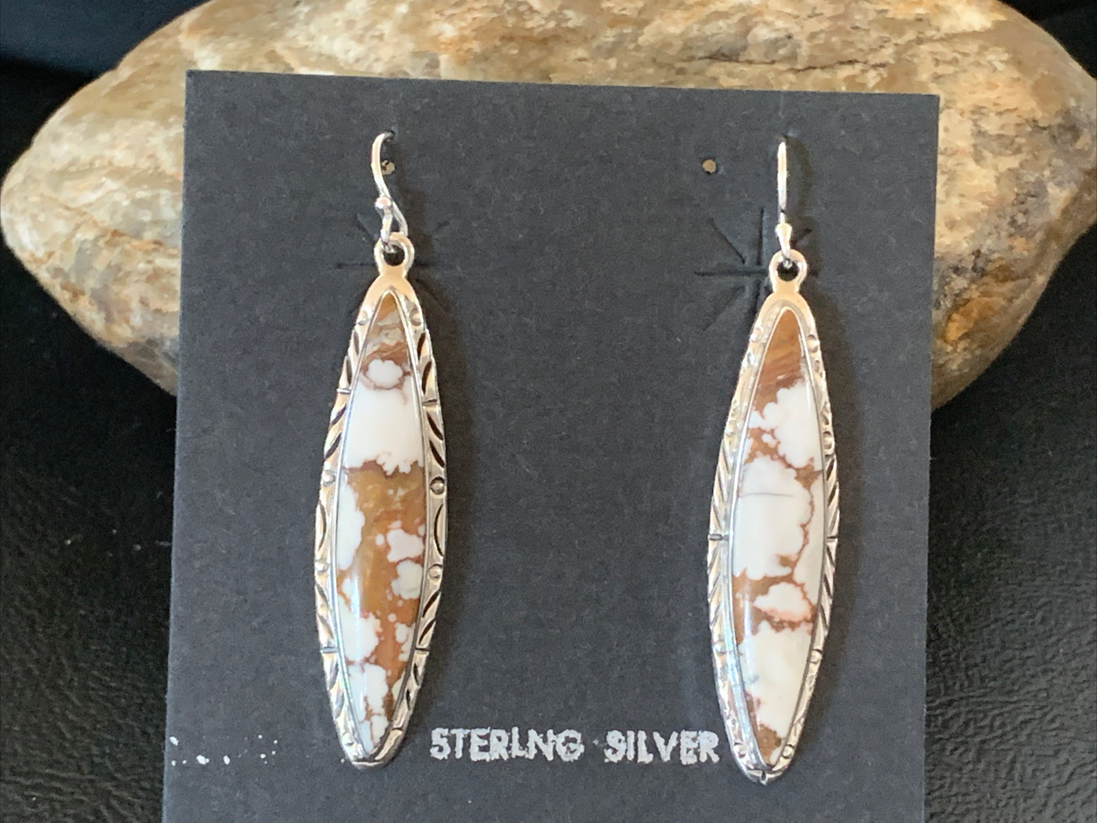 Native American Navajo Sterling Silver Wild Horse Turquoise Earrings 1378