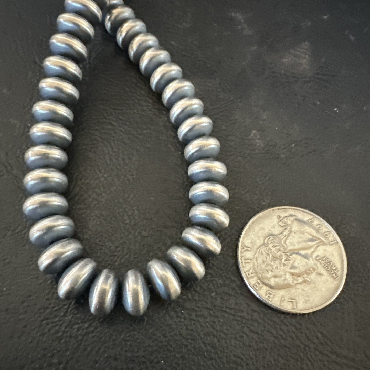 Native 8mm Saucer Sterling Silver Navajo Pearls 19" Hook Eye Cone Necklace 17823