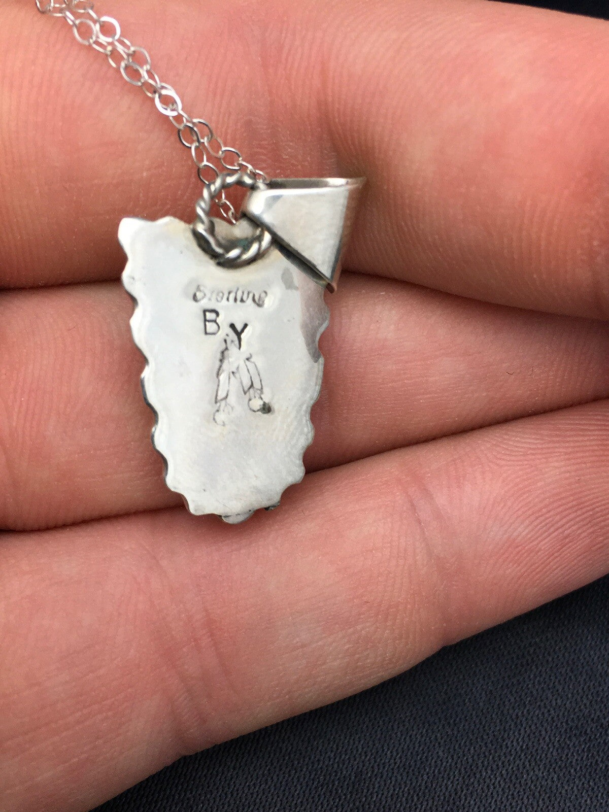 Spiny Oyster Pendant Navajo Sterling Silver Chain Necklace 2621