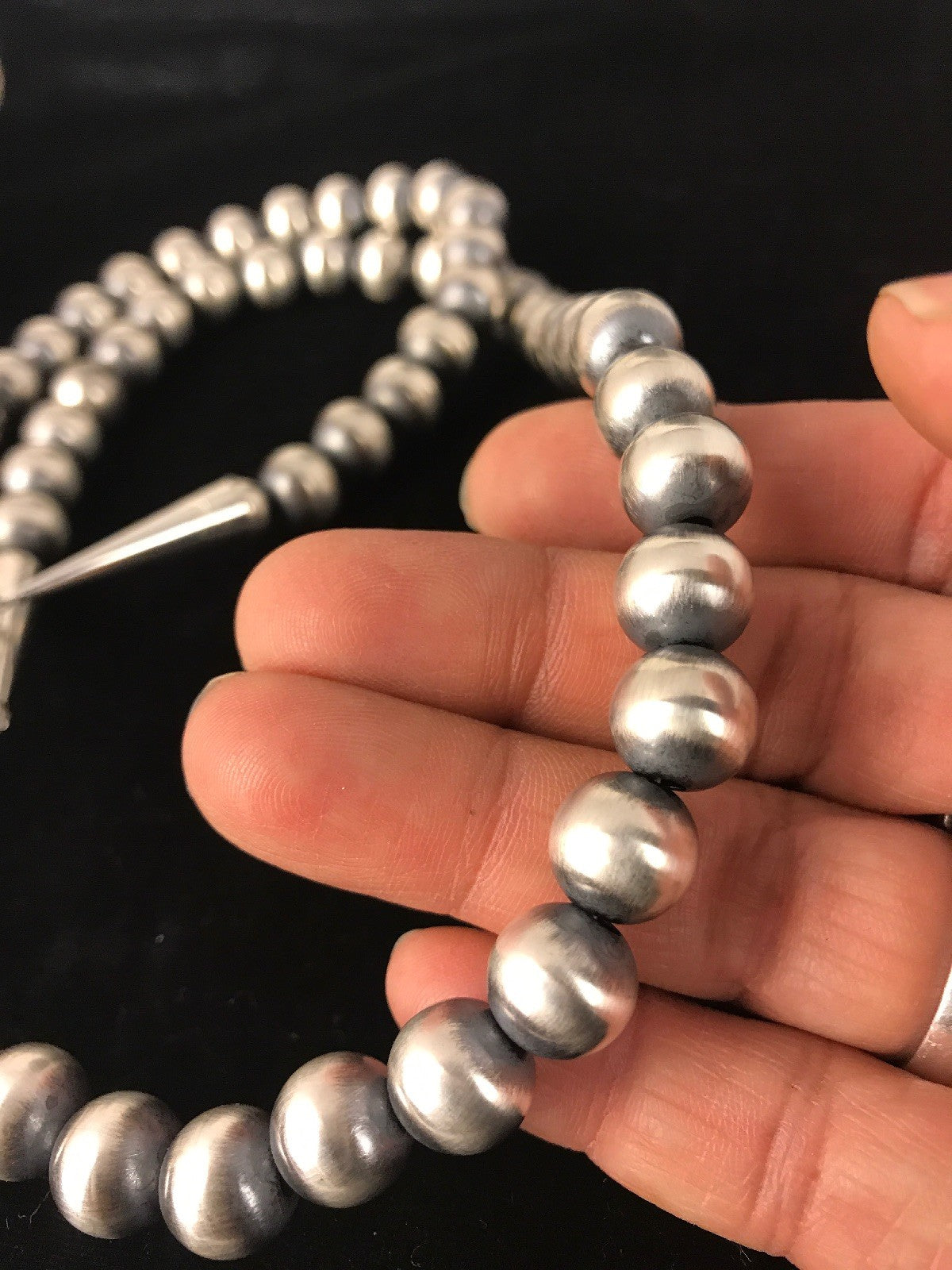 Southwestern Navajo Pearls 10 mm Sterling Silver Bead Necklace 20” 91089